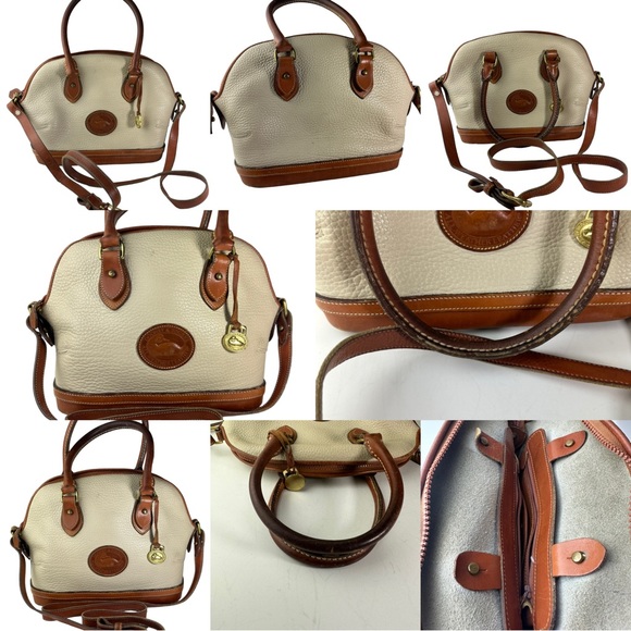 Dooney & Bourke Norfolk Domed Satchel Bag Taupe Tan Brown Purse Leather Handbag - Picture 16 of 16
